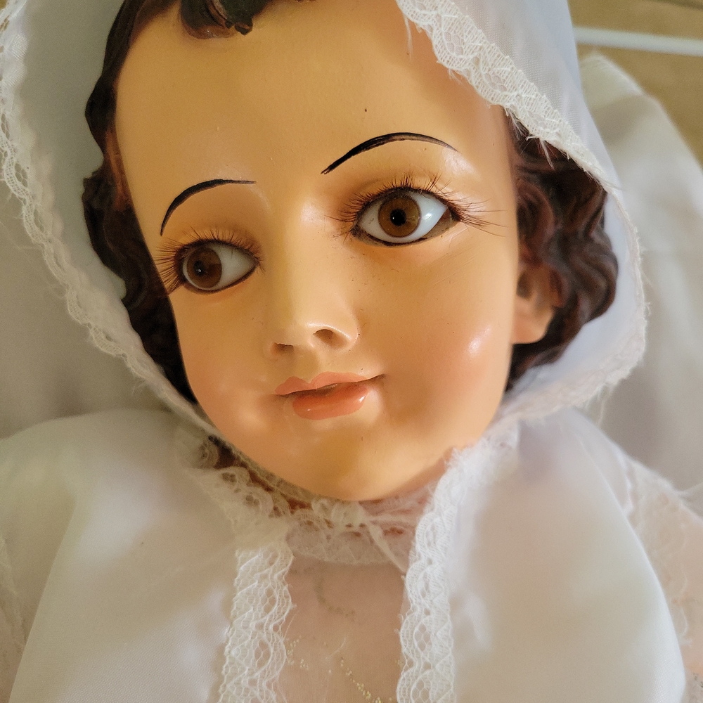 Ceramic Baby Doll with White Lace Outfit